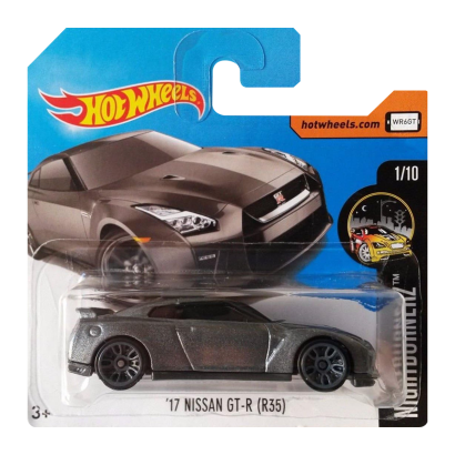 Машинка Базова Hot Wheels '17 Nissan GT-R (R35) Nightburnerz 1:64 DVC50 Grey - Retromagaz