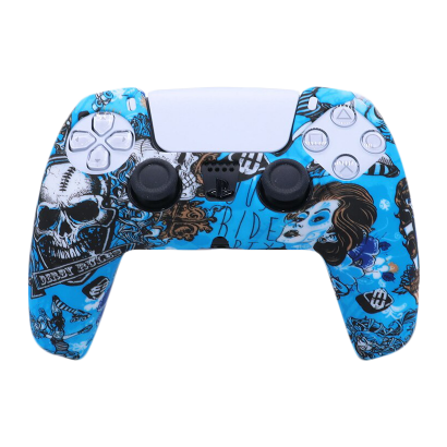 Чохол Силіконовий RMC PlayStation 5 Skulls Blue Новий - Retromagaz