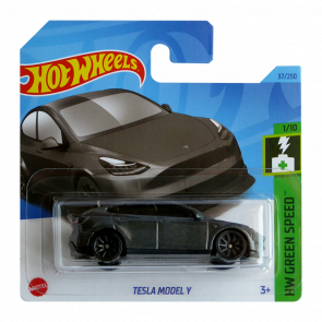 Машинка Базовая Hot Wheels Tesla Model Y Green Speed 1:64 HKK20 Metallic Silver