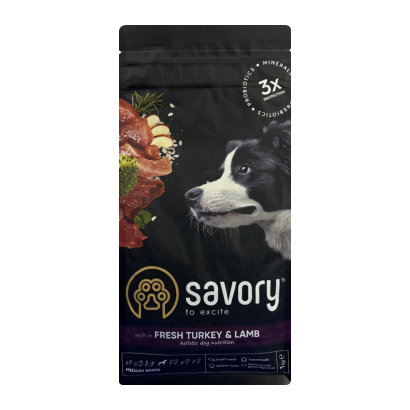 Сухой Корм для Собак Savory Medium Breed Индейка и Ягнёнок 1kg - Retromagaz