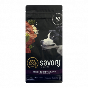 Сухой Корм для Собак Savory Medium Breed Индейка и Ягнёнок 1kg - Retromagaz