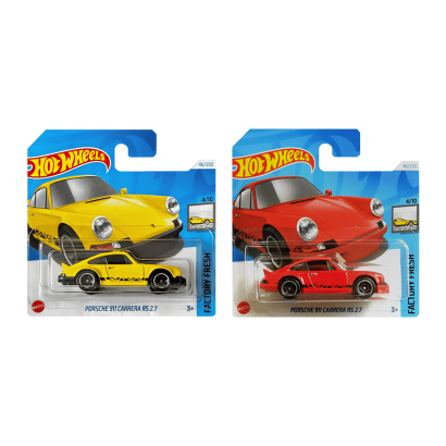 Набор Машинок Базовых Hot Wheels Porsche 911 Carrera RS 2.7 HTD08 Red + HTC49 Yellow 1:64 - Retromagaz