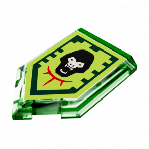 Плитка Lego Модифікована Декоративна 4шт Pentagonal Nexo Power Shield Pattern Gorilla Roar 2 x 3 22385pb058 6174118 Trans-Bright Green Б/У - Retromagaz