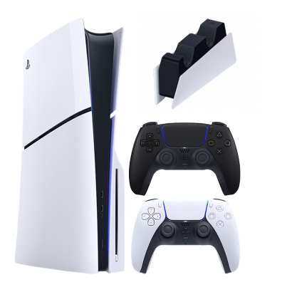 Набор Консоль Sony PlayStation 5 Slim Blu-ray 1TB White Новый  + Геймпад Беспроводной DualSense Midnight Black + Зарядное Устройство Проводной DualSense - Retromagaz