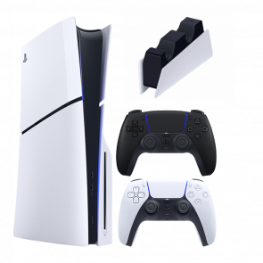 Набор Консоль Sony PlayStation 5 Slim Blu-ray 1TB White Новый  + Геймпад Беспроводной DualSense Midnight Black + Зарядное Устройство Проводной DualSense - Retromagaz