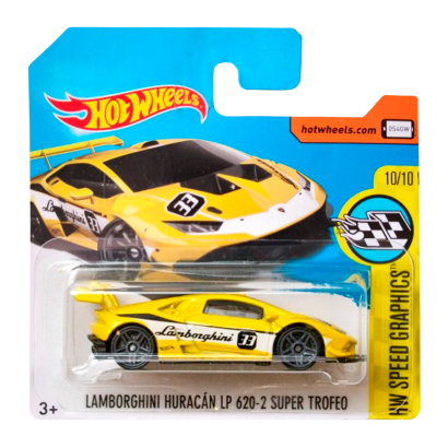 Машинка Базова Hot Wheels Lamborghini Huracan LP 620-2 Super Trofeo Speed Graphics 1:64 DTX66 Yellow - Retromagaz