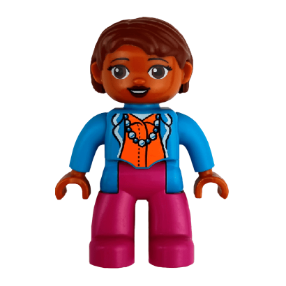 Фігурка Lego Girl Magenta Legs Medium Blue Top Duplo 47394pb190a Б/У - Retromagaz