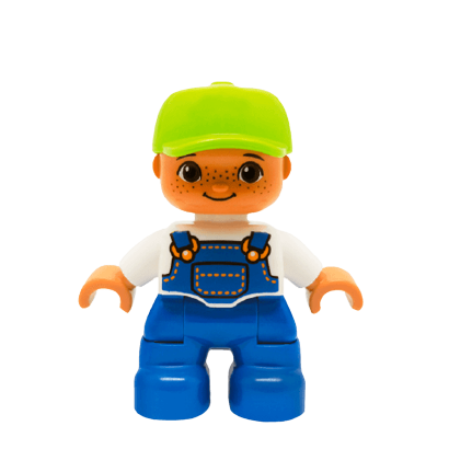 Фигурка Lego Boy Blue Legs White Top Duplo 47205pb025 Б/У - Retromagaz