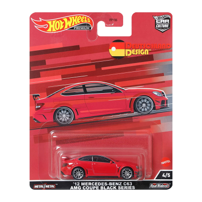 Машинка Premium Hot Wheels '12 Mercedes-Benz C63 AMG Coupe Black Series Deutschland Design 1:64 HCJ79 Red - Retromagaz