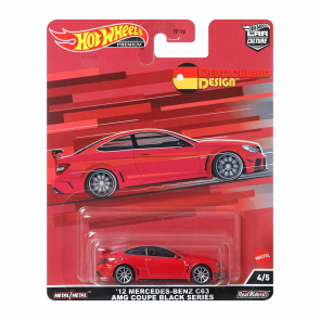 Машинка Premium Hot Wheels '12 Mercedes-Benz C63 AMG Coupe Black Series Deutschland Design 1:64 HCJ79 Red - Retromagaz