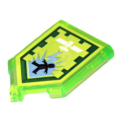 Плитка Lego Модифікована Декоративна 4шт Pentagonal Nexo Power Shield Orbital Strike 2 x 3 22385pb097 6171963 6245481 Trans-Bright Green Б/У - Retromagaz