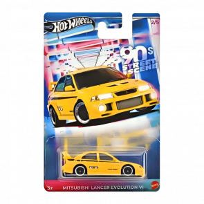 Тематическая Машинка Hot Wheels Mitsubishi Lancer Evolution VI '90s Street Scene 1:64 JCB58 Yellow - Retromagaz