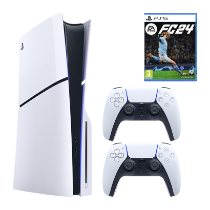 Набор Консоль Sony PlayStation 5 Slim Blu-ray 1TB White Новый  + Геймпад Беспроводной DualSense + Игра EA Sports FC 24 Русская Озвучка - Retromagaz